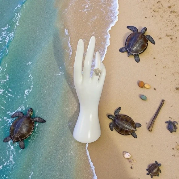 Stylish Gold Turtle Adjustable Ring - Picture 4 of 6